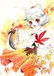  hat inubashiri_momiji kawamura_kou red_eyes shield short_hair silver_hair sword tail tokin_hat touhou weapon wolf_ears wolf_tail 