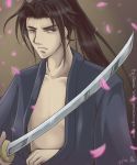  brown_eyes brown_hair hijitaka_toshizo katana kimono long_hair male peace_maker_kurogane samurai 