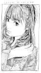  1girl bowbow character_name face lips long_hair michishige_sayumi monochrome morning_musume realistic solo white_background 