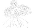  1girl braid gloves hat highres hong_meiling lineart long_hair looking_at_viewer m.u.g.e.n monochrome mueojisan solo star touhou transparent_background very_long_hair 