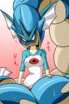  1girl breasts eating gyarados highres mami_mogu_mogu mei_(pokemon) nishi_koutarou no_pants parody pokemon pokemon_(game) pokemon_bw2 raglan_sleeves vore 