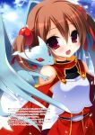  :d absurdres breastplate brown_hair commentary dragon highres light_particles nanaca_mai open_mouth pina_(sao) red_eyes silica smile sword_art_online two_side_up 