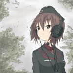  girls_und_panzer headphones mayomayo military military_uniform nishizumi_maho short_hair solo uniform 