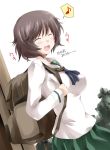  1girl akiyama_yukari backpack bag blush girls_und_panzer mister_(black_and_white) short_hair smile solo 