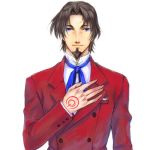  1boy aduma blue_eyes brown_hair command_spell facial_hair fate/zero fate_(series) formal goatee lowres solo suit tohsaka_tokiomi toosaka_tokiomi 