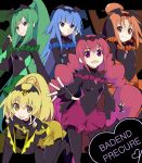 5girls ass bad_end_beauty bad_end_happy bad_end_march bad_end_peace bad_end_precure bad_end_sunny bat_wings bent_over blonde_hair blue_dress blue_eyes blue_hair bodysuit clothed_navel dark_persona double_v dress english fingerless_gloves frills gem gloves green_dress green_eyes green_hair grin heart long_hair multiple_girls open_mouth orange_dress orange_eyes orange_hair pink_dress pink_eyes pink_hair ponytail precure short_hair skin_tight skirt smile smile_precure! tiara tongue tongue_out twintails v very_long_hair wara_(warapro) wide_sleeves wings wink yellow_dress yellow_eyes 