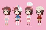  :d amami_haruka apron brown_hair cabbie_hat chef_hat coat glasses green_eyes hair_ribbon hat idolmaster japanese_clothes k@ito90p kaito-m-bhhmoth-ezweb-ne-jp mask open_mouth ribbon scarf skirt smile toque_blanche 