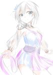  1girl anastasia_(idolmaster) blue_eyes dress gochou_(comedia80) hair_ornament idolmaster idolmaster_cinderella_girls jewelry necklace see-through short_hair silver_hair sketch smile solo 