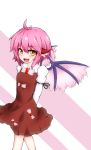  1girl animal_ears arms_behind_back blush highres krace looking_at_viewer mystia_lorelei no_hat no_headwear open_mouth pink_hair short_hair smile solo touhou wings yellow_eyes 