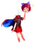  1girl bow cape closed_eyes formless_god hair_bow headless holding_head open_mouth redhead sekibanki short_hair short_sleeves sketch skirt solo touhou white_background 