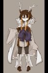  animal_ears antlers brown_eyes brown_hair character_request haik highres personification pillarboxed pokemon sawsbuck short_hair solo 
