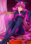  bad_end_happy bad_end_precure bodysuit couch curtains dam-miyuki dark_persona dress highres hoshizora_miyuki long_hair pink pink_dress pink_eyes pink_hair precure pretty_cure sitting skirt smile smile_precure! solo tiara twintails 