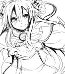  1girl character_request haik hanahime_kaguya monochrome shinrabanshou simple_background sketch smile solo white_background 