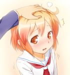  1girl blush kotoura-san kotoura_haruka onsoku_maru open_mouth orange_eyes orange_hair patting petting school_uniform serafuku short_hair wavy_mouth 