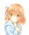  1girl 3: blush closed_mouth hoodie kotoura-san kotoura_haruka orange_eyes orange_hair short_hair smile solo 
