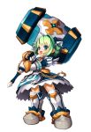  1girl armor blue_eyes grand_chase green_hair hammer highres lime_serenity weapon 