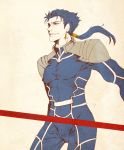  1boy blue_hair fate/stay_night fate_(series) gae_bolg lancer long_hair nanako_(7flower) polearm ponytail red_eyes solo spear weapon 