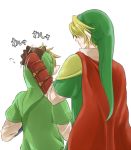  blonde_hair cape dual_persona gloves hat link nintendo petting pointy_ears skyward_sword the_legend_of_zelda translated 