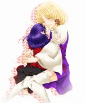  2girls adult anklet arm_grab barefoot blonde_hair blouse blue_hair cheek-to-cheek dress green_eyes hair_ribbon heart jewelry knees_together_feet_apart lips long_sleeves mon_(kk19860812) moriya_suwako multiple_girls no_hat no_headwear purple_dress red_eyes ribbon shadow shimenawa short_hair simple_background sitting sitting_on_lap sitting_on_person skirt smile steepled_fingers thigh-highs thighhighs touhou white_background wide_sleeves wink yasaka_kanako young 