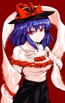 1girl alphes_(style) breasts hat highres krace looking_at_viewer nagae_iku parody simple_background skirt smile solo style_parody touhou