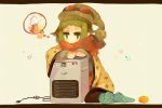  food fruit goggles gumi haru_(oomr005) hat heater highres ice_cream orange scarf solo thought_bubble vocaloid 