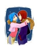  1boy 1girl ^_^ bad_id blue_hair closed_eyes couple crystal_(pokemon) eyes_closed md5_mismatch mmm73 pokemon pokemon_(game) pokemon_gsc red_hair redhead rough scarf silver_(pokemon) smile twintails 