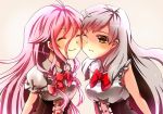  ^_^ closed_eyes eyes_closed happy ia_(vocaloid) mayu_(vocaloid) multiple_girls skura01 vocaloid wink 