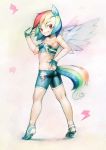  animal_ears aru_(pixiv14582) multicolored_hair my_little_pony my_little_pony_friendship_is_magic personification rainbow_dash rainbow_hair tail wings 