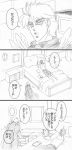  bed book comic dio_brando graphite_(medium) highres jojo_no_kimyou_na_bouken jonathan_joestar multiple_boys parody pillow reading traditional_media translated translation_request utano 