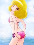  1girl ass bikini blonde_hair kise_yayoi looking_back precure ruriruri short_hair smile_precure! swimsuit yellow_eyes 