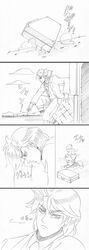  cloud comic dio_brando graphite_(medium) highres jojo_no_kimyou_na_bouken parody suitcase traditional_media translation_request utano young 