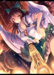  1girl arm_cannon bird_wings bow breasts brown_hair cape feathers glowing glowing_weapon hair_bow large_breasts letterboxed long_hair looking_at_viewer panties pink_panties puffy_sleeves red_eyes reiuji_utsuho shirt short_sleeves skirt solo third_eye touhou underwear upskirt walzrj weapon wind_lift 
