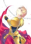  1boy armor chain chains earrings fate/stay_night fate_(series) gilgamesh head_tilt jewelry parted_lips red_eyes short_hair smile solo to_kachan 