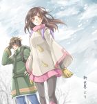  1boy 1girl asahina_satoru coat shin_sekai_yori watanabe_saki winter winter_clothes 