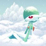  artist_request gardevoir pokemon red_eyes snow 