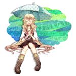  :d ^_^ boots braid closed_eyes eyes_closed ia_(vocaloid) long_hair loose_socks open_mouth purple_eyes rubber_boots shiomizu_(swat) smile socks umbrella violet_eyes vocaloid 