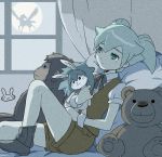  1boy bunny fei_rune green_eyes green_hair inazuma_eleven_(series) inazuma_eleven_go inazuma_eleven_go_chrono_stone male mizuhara_aki moon pegasus rabbit silhouette solo stuffed_animal stuffed_bunny stuffed_toy teddy_bear window 