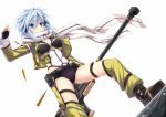  blue_eyes blue_hair fingerless_gloves gloves gun liong shinon_(sao) short_hair solo sword_art_online weapon 