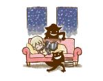  4girls book character_request closed_eyes couch elma_leivonen eyes_closed lying mukiki multiple_girls short_hair silhouette_demon sleeping smile strike_witches you_gonna_get_raped 