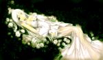  dress flower flowers green_eyes highres lying maoh original ulquiorra0 white_hair 