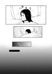  aoki_shin bangs blanket closed_eyes comic futon minako-san monochrome nekogurui_minako-san nose_bubble open_mouth original pajamas payot pillow sleeping smile solo translated translation_request z 