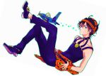  1boy aerosmith_(stand) airplane black_hair blue_eyes headband jojo_no_kimyou_na_bouken narancia_ghirga ri_no_hito solo stand_(jojo) 