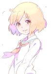  1girl blush kotoura-san kotoura_haruka nagisa_kurousagi necktie orange_eyes orange_hair school_uniform serafuku short_hair smile solo 