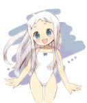  1girl akemaru ano_hi_mita_hana_no_namae_wo_bokutachi_wa_mada_shiranai blue_eyes casual_one-piece_swimsuit honma_meiko long_hair one-piece_swimsuit silver_hair swimsuit 