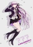  1girl braid dangan_ronpa harano highres kirigiri_kyouko long_hair purple_eyes purple_hair simple_background skirt solo very_long_hair violet_eyes 