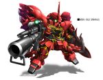  bazooka beam_rifle character_name chibi clenched_hand glowing glowing_eye gun gundam gundam_unicorn mecha no_humans shadow shield simple_background sinanju solo spikes weapon white_background zb 