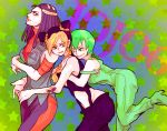  3girls double_bun foo_fighters hermes_costello jojo_no_kimyou_na_bouken kuujou_jolyne mekabu_(tomato324) multicolored_hair multiple_girls short_hair sleeveless sleeveless_turtleneck turtleneck 