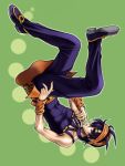  1boy black_hair floating green_background headband jojo_no_kimyou_na_bouken narancia_ghirga rinmin solo 