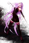  1girl bare_shoulders boots chain chains dagger dress fate/stay_night fate_(series) highres long_hair potiko68 purple_hair rider solo strapless_dress thigh-highs thigh_boots thighhighs very_long_hair weapon 