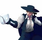  blue_eyes cape frilled_shirt gloves hat kaiketsu_zorro light_brown_hair mask rapier simple_background sword vest white_background zorro 